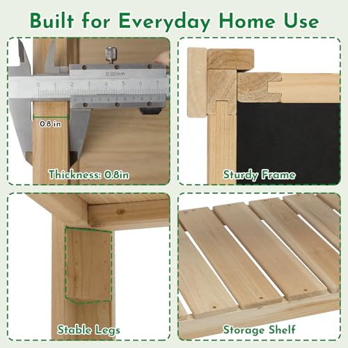 Image of ketive Raised Garden Bed with Transparent Acrylic Side Panels, Elevated Wooden Planter Box with Shelf for Vegetables, Herbs & Flowers,Outdoor Raised Garden Planter for Patio, Balcony & Backyard
