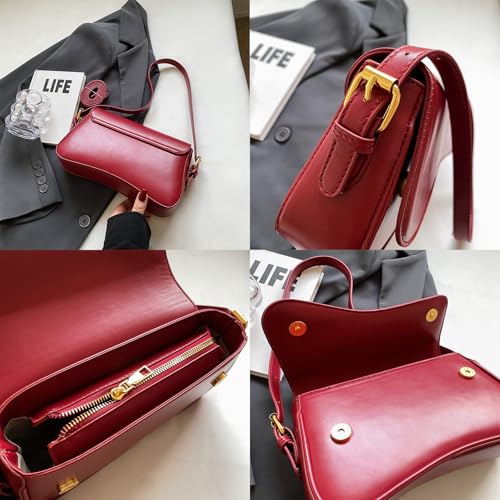 Image of Shoulder Bag for women Y2K Crossbody Vegan Leather Purse Straps Retro Clutch Hobo Hadbags with 2 Removable
