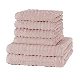 Merana Oslo Handtuch Set | schnelltrocknend, weich & fusselfrei | Frottier Luxus Qualität | 100% Baumwolle Frottee | Oeko-TEX | 590 GSM | Geschenkset | Rosa (6er Sparset | 4 Handtuch, 2 Duschtuch)