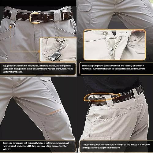 Pruie Calça Cargo Masculina Perna Reta Relaxada Calça Tática com Bolsos Casual Trabalho Caminhadas M