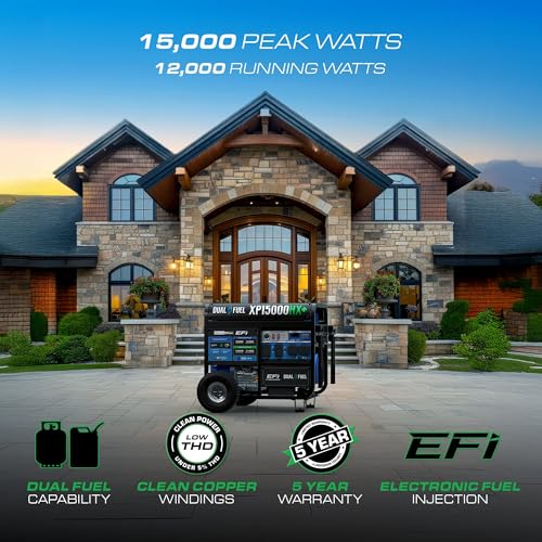 Image of DuroMax XP15000HX+ 15,000-Watt Electric Start Dual Fuel EFI Portable Generator