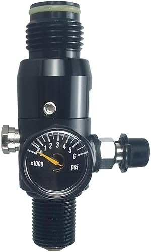 Entrada de 3000 psi, salida de 800 psi, entrada 58-18UNF y rosca G12-14 regulador de tanque de aire de paintball con calibre, regulador de marcador