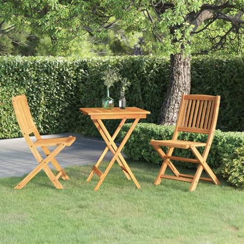 Xichuzi Comedor de jardín Plegable 3 Piezas, Mesa Y Sillas Terraza, Conjunto Mesa Y Sillas Jardin, Muebles Jardin Exterior, Conjuntos De Muebles De Jardín, Madera Maciza de Acacia
