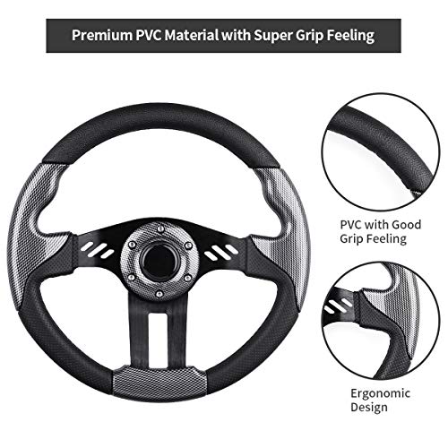 Leapgo Golf Cart Steering Wheel Or Adapter For Golf Cart Club Car Ds And Club Car Precedent Ezgo Yamaha (Black Gray Steering Wheel) #TOP2