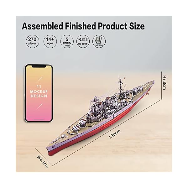 Piececool 3D Puzzle modellbausatz Erwachsene 3D Metall Puzzle 3D Puzzle Erwachsene - HMS-HAUBE DIY 3D Metall Modell Kit… – Bild 5