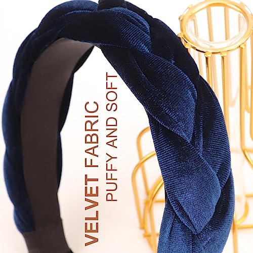 Image of DRESHOW Braided Headbands for Women Velvet Hair Hoop Elastic Criss Cross Hair Bands Accessories