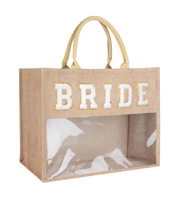 JUSTOTRY 1 pcs Bride to Be Tote Bag Beige,Semi-Transparent Hen Do Bag for Hen Party Accessories,Tote Bag Hen Party for Bride To Be Decorations and Engagement Party Gifts