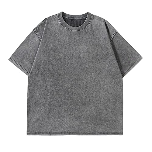 T-shirt délavé vintage WINWUQB en coton premium pour un style rétro affirmé