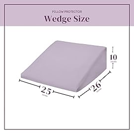 CirclesHome Wedge Pillow Cover 100% Cotton, Zippered Wedge Pillow Case Protector, Soft, Hypoallergenic & Breathable - Lavender, (25Wx26Lx10)