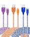 OKRAY 3 Pack 10ft 3M High Speed Nylon Braided Tangle-Free Micro USB 2.0 Charger Cable Sync Charger Charging Cord Compatible Android, Samsung Galaxy S6 / S7, HTC, Sony, Nokia, LG (Blue Orange Purple)
