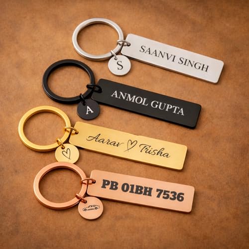 Image of Premium Customized Metal Keychain | Personalized Name Engraved Keychain for Car & House Keys | Stylish Stainless Steel Gift for Men & Women