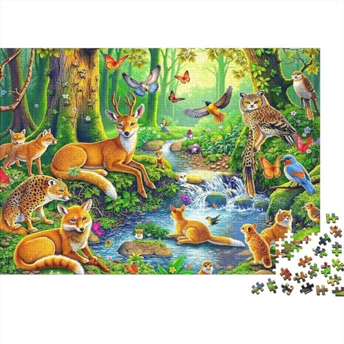 Puzzle de 1000 piezas de papel premium de 70x50cm con diseño de animales del bosque para adultos