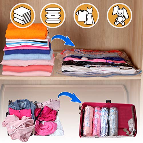 Hibag Space Saver Bags, 14-Pack Vacuum Storage Compression Bags (3 Jumbo Sizes, 3 Large Sizes, 3 Medium Sizes, 3 Carry-on Travel Bags, 2 Dress Hanging Vacuum Compression Bags and 1 Free Hand Pump) - Thumbnail 7
