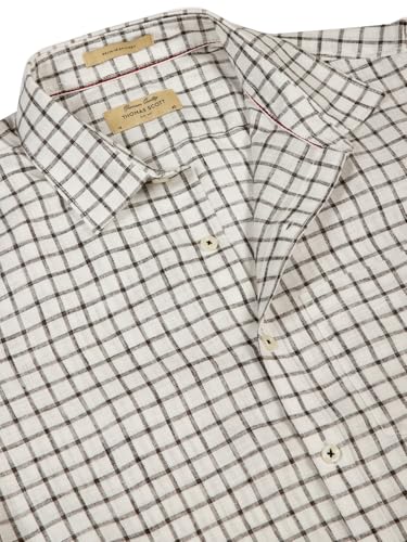 Image of Thomas Scott Men's | Checks | Half Sleeve | Slim Fit | Linen Blend | Spread Collar | Casual Shirt