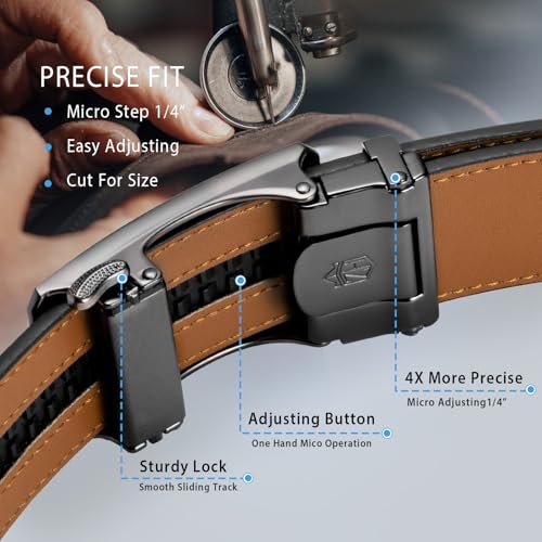 Image of Zitahli Belt Men,Leather Ratchet Belt for Men Dress Casual Every Day with Adjustable Buckle,Trim to Fit For Gift