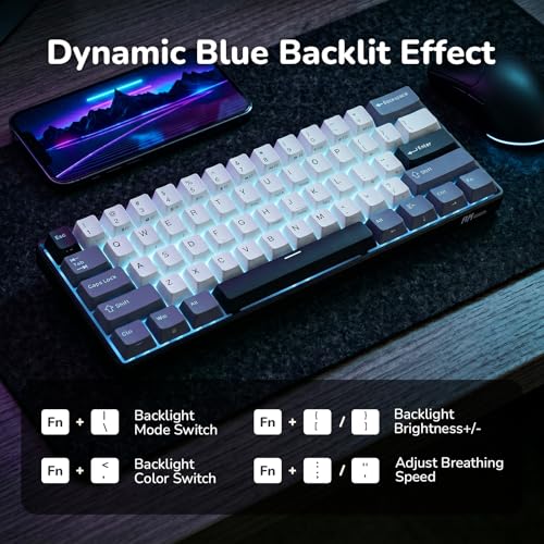 Image of RK ROYAL KLUDGE RK61 Wireless Mechanical Keyboard, 60% Triple Mode BT5.0 /2.4G /USB-C Compact Gaming Keyboard, PBT Keycaps, Pro Software, Hot Swappable Custom Switches