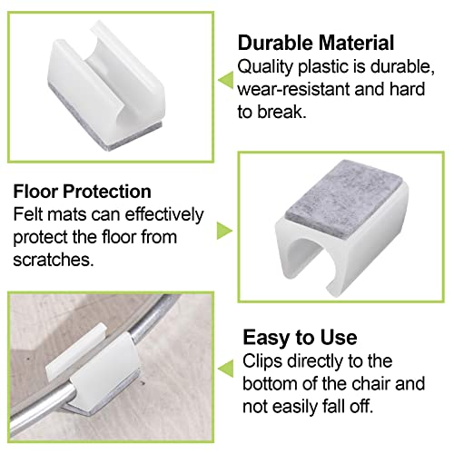 UFURMATE Chair Pads, 40Pcs 13mm Plastic Floor Protectors With Felt Pads - Image 4