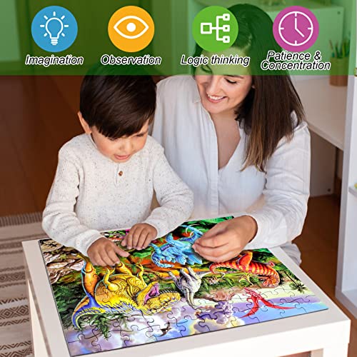 Puzzles For Kids Ages 4-8, 6-8, 8-10, Kids Puzzles 100 Piece Big Dinosaur Floor Jigsaw Puzzle For Kids Children Educational Puzzles Toys For Young Boys And Girls #TOP3