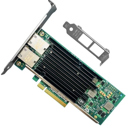 10GbE RJ45 Network Card Compatible with X540-T2 PCIe Ethernet Card with X540 Controller, 2 Ports 10GBASE-T RJ45, PCIe 2.0, SR-IOV Jumbo Frames PXE iSCSI PCI Network Adapter