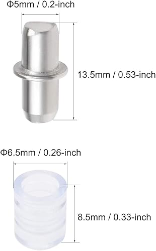Miniatura 7 de uxcell Soporte para estante de 0.197x0.591 in niquelado con fundas de goma, 100 unidades