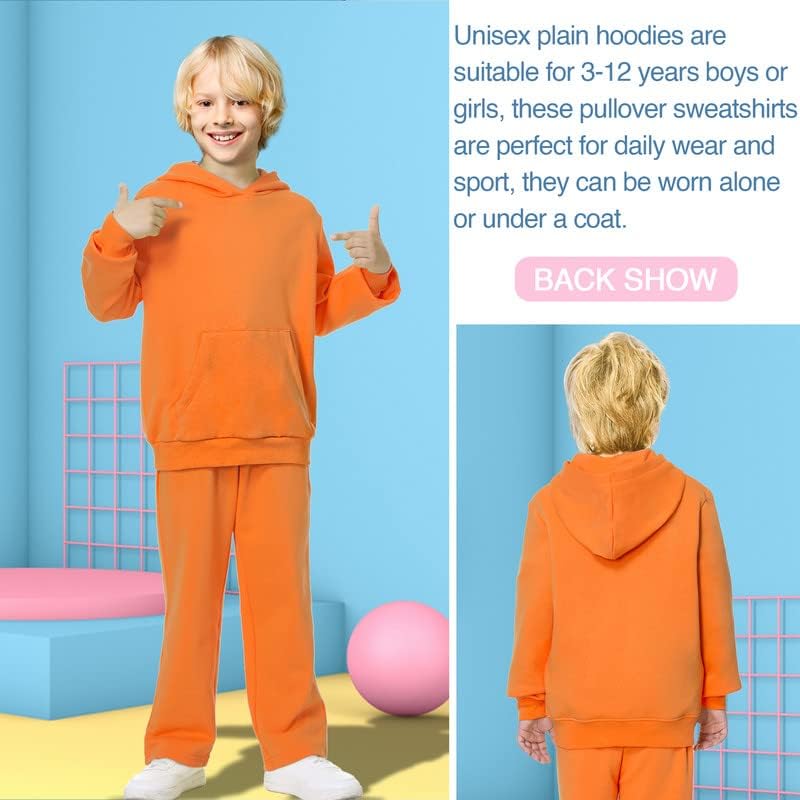 DOTDOG Unisex Kids Soft Brushed Fleece Pullover Hooded Sweatshirt Classic Casual Hoodie for Boys or Girls (3-12 Years)3