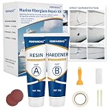 FENFANDAS Fiberglass Boat Repair Kit White, Gel Coat Repair Kit for Boats, Marine Fiberglass Repair Kit for Boats, Epoxy Filler for Boats, Fiberglass Repair Kit Fix Holes Chips Pits Cracks