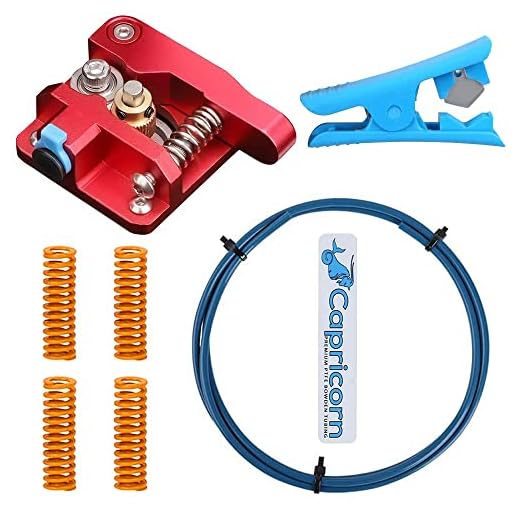 Creality Official Ender 3 Extruder Upgraded and 1M Capricorn Bowden PTFE Tubing 1.75mm 3D Printer Accessories Kit with Bed-Level Spring & Tube Cutter, 4 in 1 Package for Ender-3 Series CR-10 Series