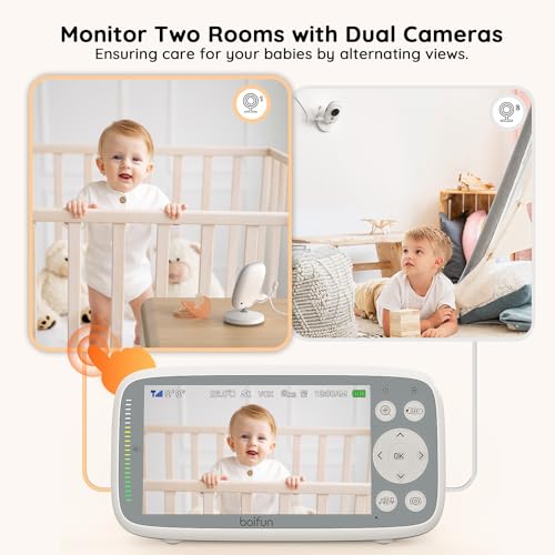 Boifun Video Baby Monitor with 2 Cameras, 720P IPS Screen, Invisible Infrared Night Vision, VOX Mode, No WiFi, Two-way Talk - Image 2