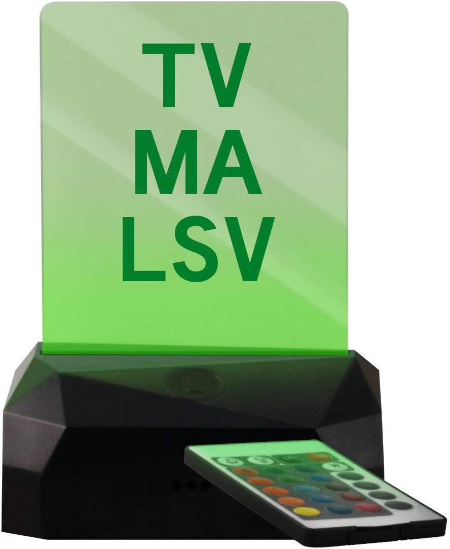 TV MA LSV LED USB Rechargeable Edge Lit Sign