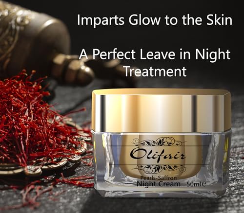 Image of Olifair Pearls Saffron Night Cream for Men and Women ,Skin Whitening and Dark Spot Removal-50 g (Pack of 4)
