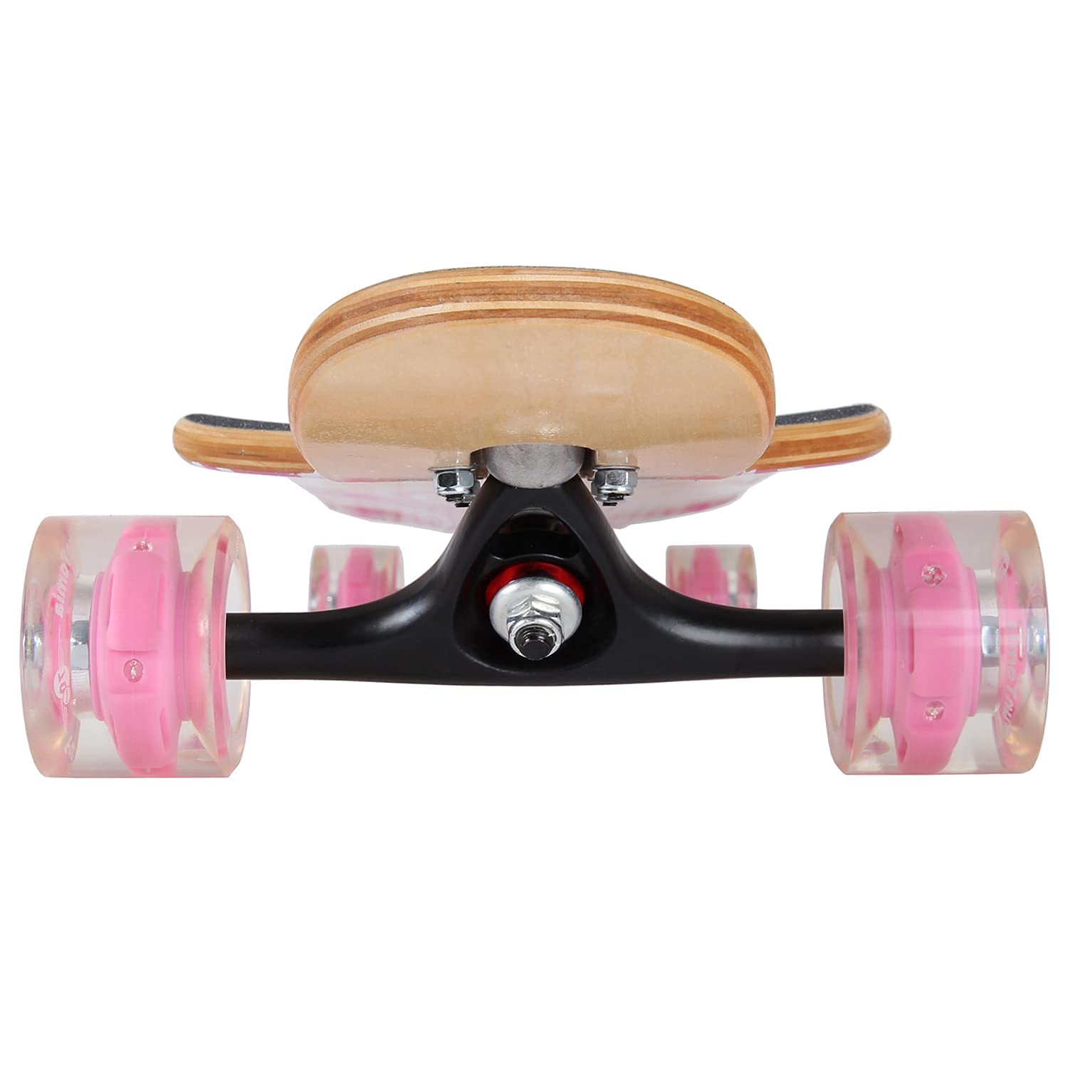 FunTomia Longboard Skateboard Drop Through Cruiser Planche complète avec roulements à Billes Mach1 High Speed T-Tool avec et sans Roues LED