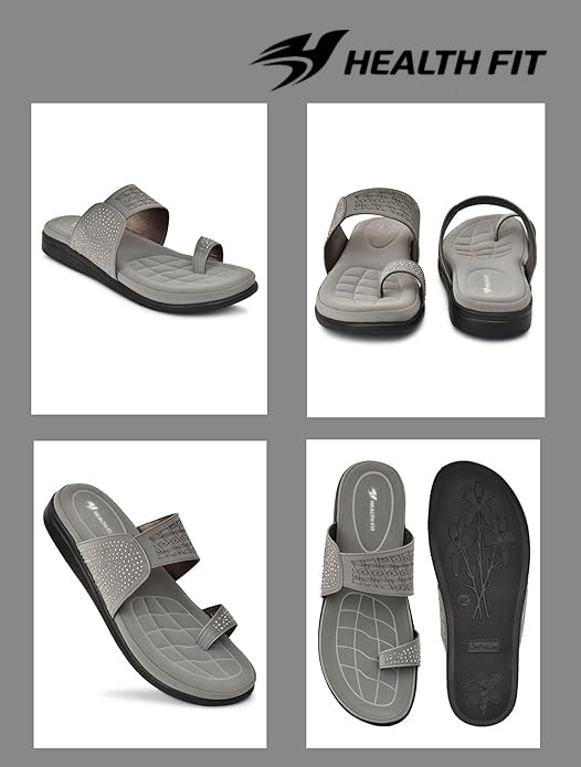 Image of HEALTH FIT EXTRA SOFT Women's Comfortable Memory Foam Doctor Slippers /Flip-Flops|Fashionable Casual & Stylish|Lightweight & Breathable|Outdoor Synthetic Casual Chappals Sandals Ladies & Girls HF24