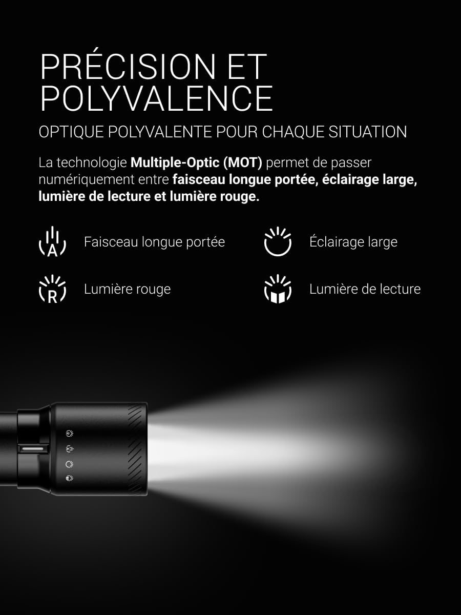Zweibrüder ZB6T Lampe Torche LED 3000 lm, Auto Focus, USB-C | Lampe Torche Puissante, MOT Multiple Optic Technology, AFT, Batterie Intégrée, Étanche IP67, pour Outdoor et Randonnée