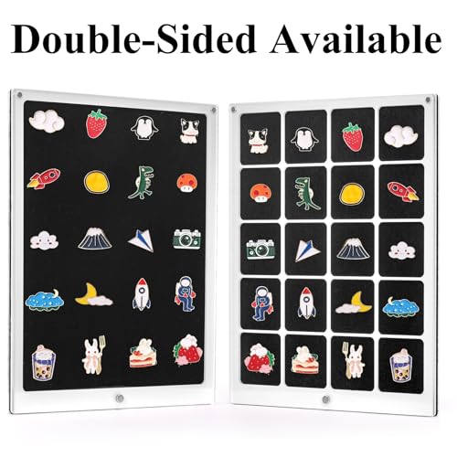 Image of Peohud Acrylic Enamel Pin Display Board, 20 Grids Dust-Free Pin Collection Organizer, Clear Table Top and Wall Pin Holder Case for Jewelry Pins, Pin Gift, Pin Enthusiast