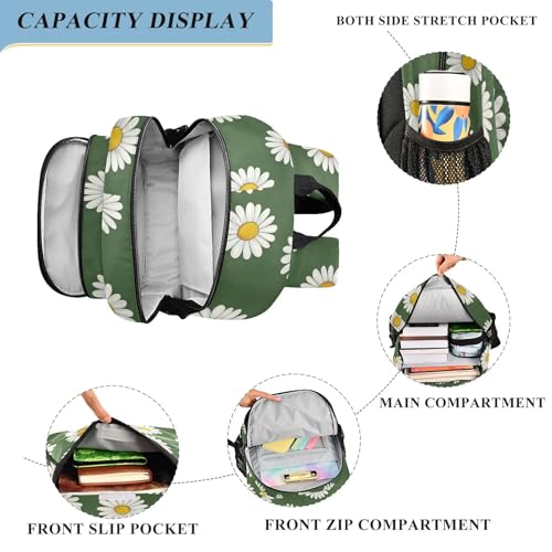 Sac à dos ordinateur portable enfant marguerites vert idéal collège - 6