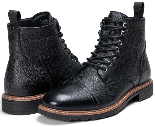 Image of Jousen Leather Boots for Men Dress Retro Classic Design Mens Boots Cap Toe Boot Black Rubber Sole