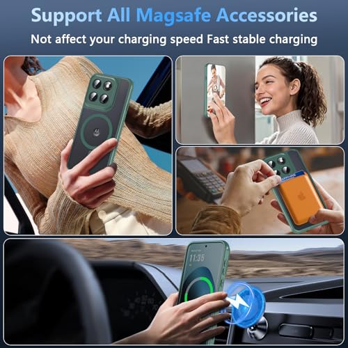Image of For Motorola Edge 2026 Case,Magnetic [38 N52 Magnets] Military Grade Drop Protection moto edge 2026 case-Full Camera Protection Slim Matte Anti-Slip Phone Cover Protector For Motorola Edge 2026, Green
