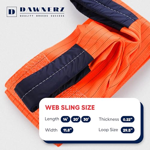 Dawnerz Heavy Duty Industrial Lifting Strap 22000 Lbs Vertical WLL 20ft - Eye and Eye Flat Polyester Web Lifting Sling (11.8" x 20') — view 6