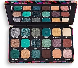 Makeup Revolution | Paleta cieni do powiek Forever Flawless | Chilled with cannabis sativa | 18 cieni | 19,8 g, Proszek