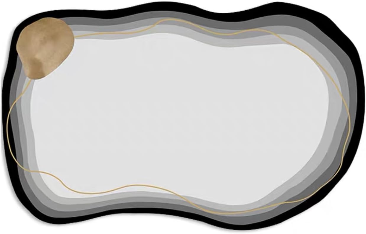 Black Gold 2x6 Rug for Living Room Bedroom Diningroom Irregular Shape Modern Minimalist Abstract Kitchen Runner Rug Shaggy Nursery Playroom Carpet