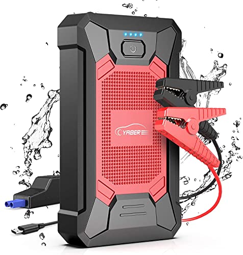 YABER Jump Starter 800A Peak 12000mAh 12V Portable Lithium Car Battery Jump Starter Pack(up to 5.0L Gas, 4.0L Diesel Engine) Super Safe Car Jump Starter with Smart Jumper Cables, USB Port, Flashlight