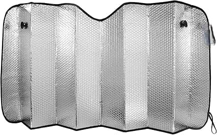 Car Windscreen Sun Shade Universal Folding Foil Cover UV Reflective Heat Shield for Front or Rear Window Fits Cars Vans SUVs & Trucks