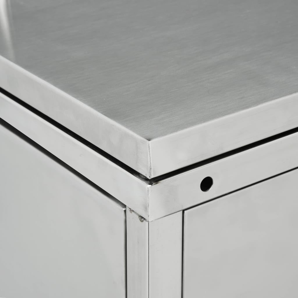 Edelstahl Silbern Mülltonnenbox, 3 Tonnen*240L, Müllbox Mülltonnenverkleidung, Mülltonne Müllcontainer Gerätebox, 69 x 77,5 x 115 cm (B x T x H)