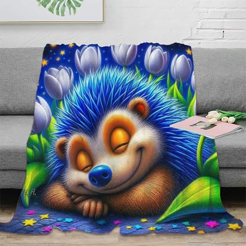 Couverture hérisson 3D 200x230cm en microfibre moelleuse pour grand lit