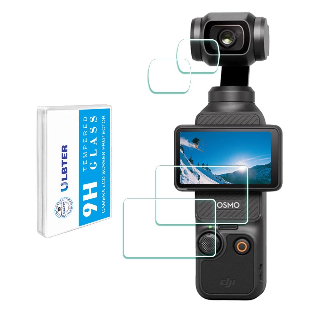 ULBTER Osłona ekranu obiektywu do DJI Osmo Pocket 3 / Pocket 4 [2+2], 0,3 mm szkło hartowane 9H
