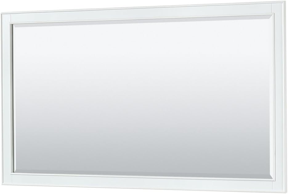 Wyndham Collection Deborah 60 Inch Double Bathroom Vanity in White, White Carrara Marble Countertop, Undermount Oval Sinks, and 58 Inch Mirror
