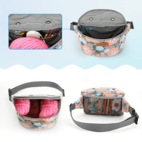 Image of Yarn Crossbody Waist bag Small Yarn Storage Organizer for Yarn Skeins-Organizer for Crochet Hooks and Accessories