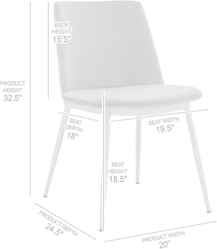 Miniatura 3 de Armen Living Messina - Juego de 2 sillas modernas de terciopelo y metal dorado con patas de comedor