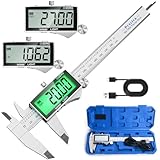 Preciva 150mm Digitaler Messschieber, Digitale Schieblehre Edelstahl Wiederaufladbar IP54 - Wasserdicht Elektronische Schieblehre mit LCD-Display für Industrie, Elektro, Automobil, Bastler