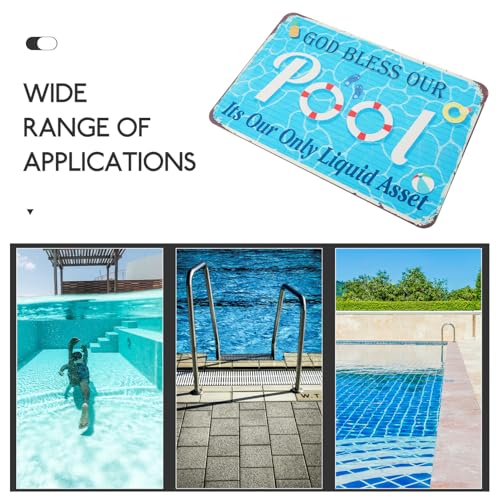 Miniatura 4 de Yarnow Letrero Metálico Para Piscina De Metal Para Exteriores Señales De Piscina Decorativas De Verano Aviso De Seguridad Duradero Y Resistente Intemperie Al Aire Libre